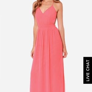 Lulu’s Maxi Dress - Open back, Pink Maxi Dress